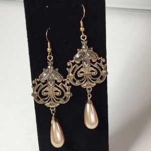 Hand Crafted Lovely faux pearl earrings.
